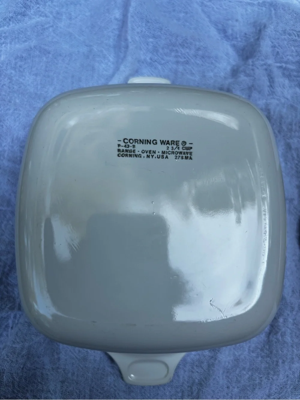 Corningware Cream Casserole with Blue Floral Motif Quantity: 2